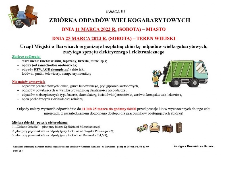 Zbi Rka Odpad W Wielkogabarytowych Barwice